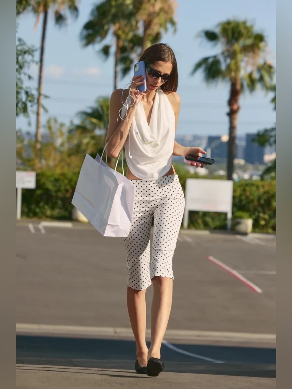 ZARA POTKA DOT CAPRI PANT